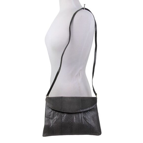 PHILIP LAURENCE MADE IN SPAIN GRAY REAL SNAKE SKIN SHOULDER BAG CROSSBODY PURSE - Picture 2 of 16